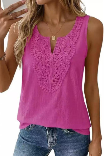 Solid Color Loose Lace Sleeveless Vest