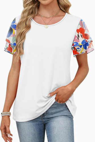 Round Neck Printed Double-layer Short Sleeved T-shirt