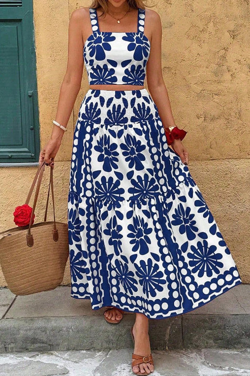 Tank Top High Elastic Waist Skirt 2-piece Set