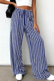 Striped Loose Elastic Waist Wide Leg Pants