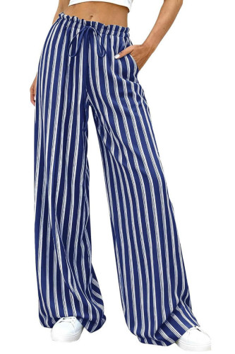 Striped Loose Elastic Waist Wide Leg Pants