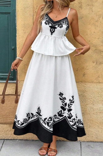 Vacation Style Printed Camisole Vest Skirt 2-piece Set