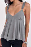 V-neck Ruffled Sleeveless Camisole Vest