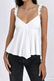 V-neck Ruffled Sleeveless Camisole Vest