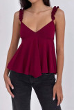 V-neck Ruffled Sleeveless Camisole Vest