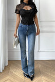 Round Neck Mesh Short Sleeved T-shirt