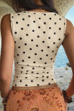 Square Neck Polka Dot Printed Sleeveless Vest