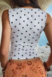 Square Neck Polka Dot Printed Sleeveless Vest