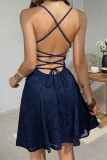 Solid Color Sleeveless Backless Strapless Dress