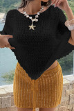 Solid Color Hollow Shawl Knitted T-shirt