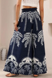 Printed High Elastic Waist Wide Leg Pants