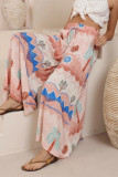 Vacation Style Printed Loose Wide Leg Pants