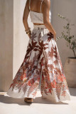 Leaf Print Loose Elastic Waist Wide Leg Pants
