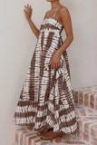 Printed High Waisted Camisole Backless Dress