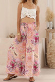 Printed High Elastic Waist Wide Leg Pants