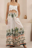 Printed High Elastic Waist Wide Leg Pants