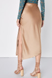 Asymmetric High Elastic Waisted Satin Skirt