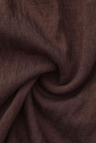 Solid Color Cotton and Linen Elastic Waist Skirt