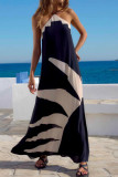 Printed Neck Hanging Backless Dress