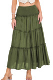 Solid Color Cotton and Linen Elastic Waist Skirt