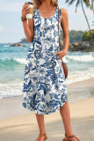 Vacation Style U-neck Sleeveless Beach Dress