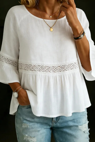 Seven Quarter Sleeved Round Neck Ruffled Shirt