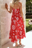 French High Waisted Sleeveless Printed Dress