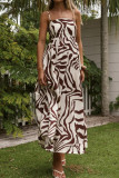 French Zebra Print High Waisted Sleeveless Dress