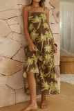 Coconut Tree Printed High Waisted Camisole Dress