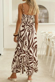 French Zebra Print High Waisted Sleeveless Dress