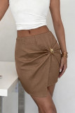 Solid Color Metal Twisted Irregular Shorts