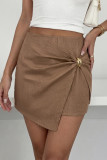 Solid Color Metal Twisted Irregular Shorts