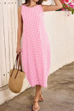 Sleeveless Plaid Printed Pocket Loose Dress