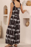 Casual Printed Elastic Waist Sleeveless Jumpsuit