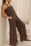 Casual Printed Elastic Waist Sleeveless Jumpsuit