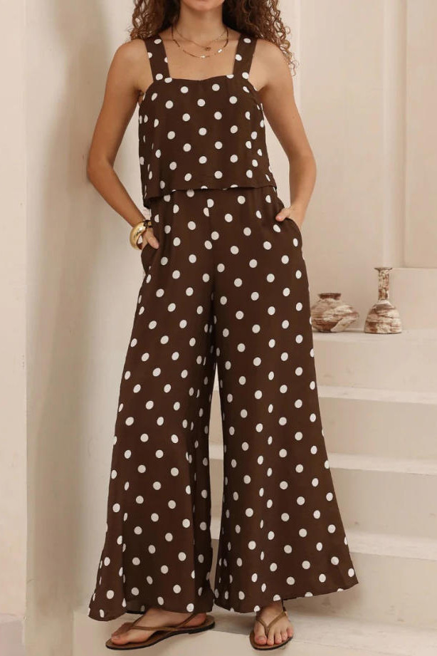 Casual Printed Elastic Waist Sleeveless Jumpsuit