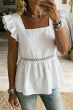 Square Neck Ruffled Short Sleeved Shirt