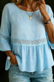 Seven Quarter Sleeved Round Neck Ruffled Shirt