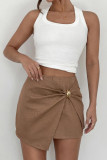 Solid Color Metal Twisted Irregular Shorts