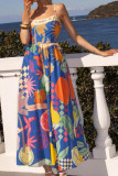 Geometric Graffiti Printed Waist Cinching Dress