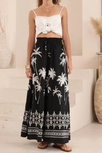 Vacation Style Loose Printed Wide Leg Pants