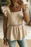 Square Neck Ruffled Short Sleeved Shirt