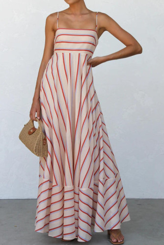 Striped Printed High Waisted Camisole Dress