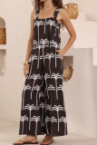 Casual Printed Elastic Waist Sleeveless Jumpsuit