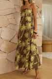 Coconut Tree Printed High Waisted Camisole Dress