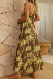 Coconut Tree Printed High Waisted Camisole Dress