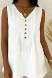 Solid Color Pleated V-neck Sleeveless Vest