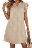 V-neck Ruffled Short Sleeved Pleated Floral Dress
