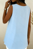 Solid Color Pleated V-neck Sleeveless Vest