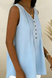 Solid Color Pleated V-neck Sleeveless Vest
